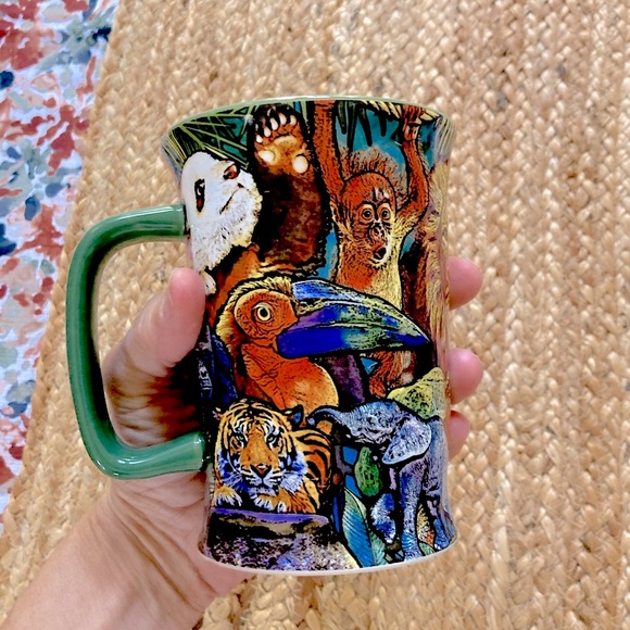 San Diego Zoo Jungle Ceramic Mug 15 oz  Wrap-Around Jungle Design EC - Picture 1 of 4